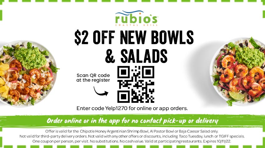 $2 off Bowls & Salads