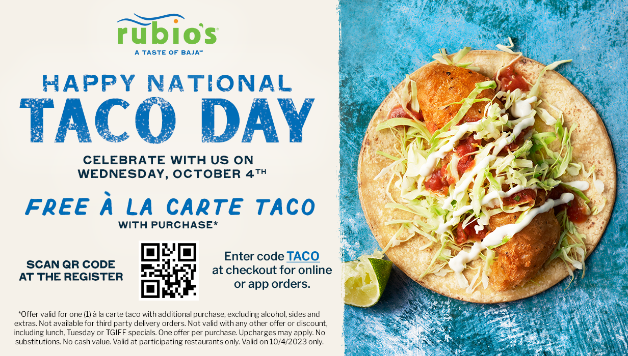 Free à la carte with purchase on Wednesday, 10/4.