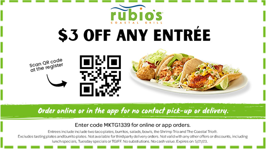 MKTG1339 Survey Offer 3 off Rubio’s Coastal Grill